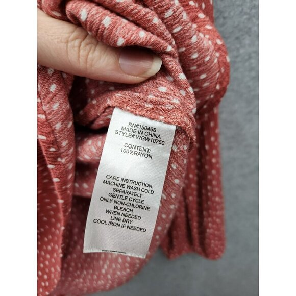 Womens Market & Spruce XL Burnt Orange Polka Dot V-Neck Blouse 3/4 Sleeves Rayon - Picture 3 of 4